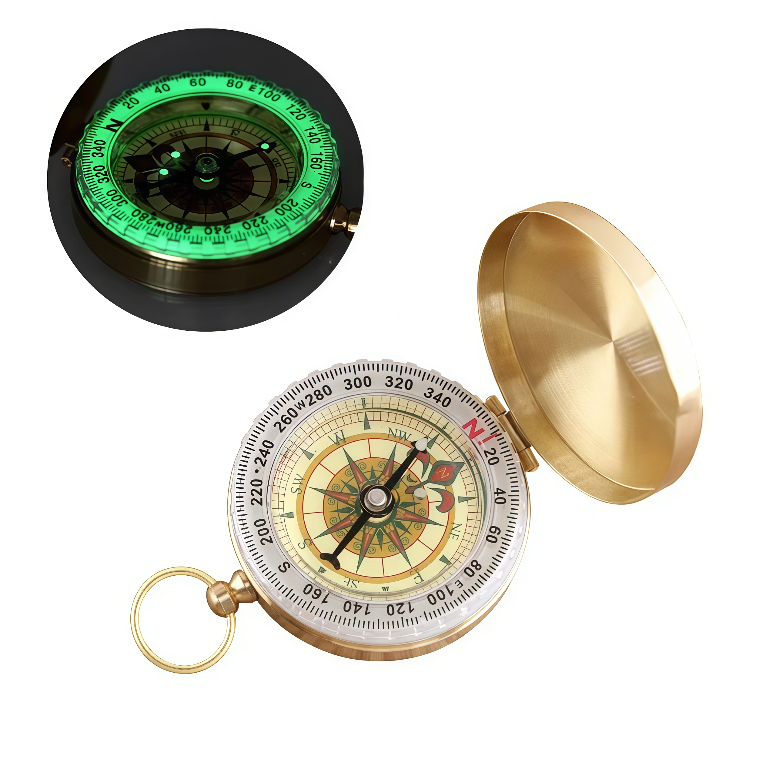 Compass Lensatic - Brass Outdoor Compass - Gold Copper