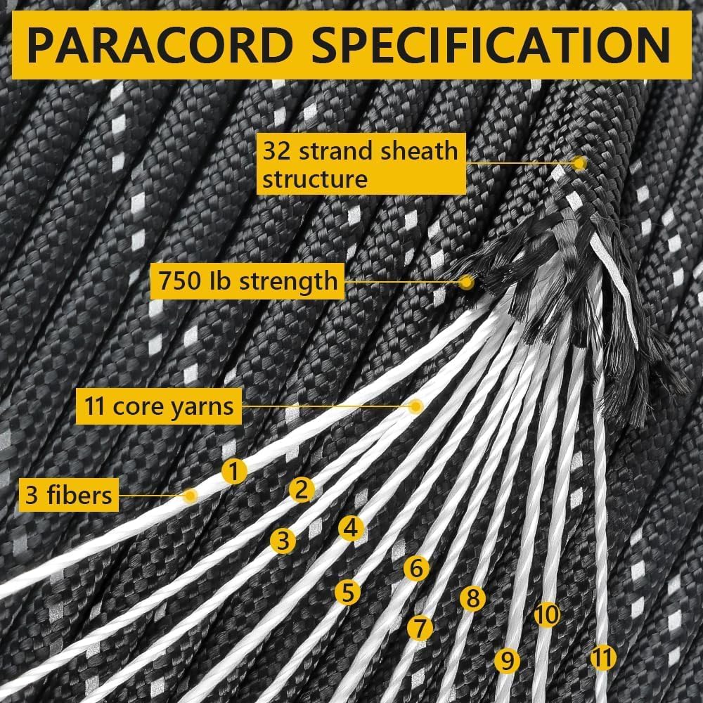 750lb Reflective Paracord Rope - Para Cord 1000Ft のレビューと価格