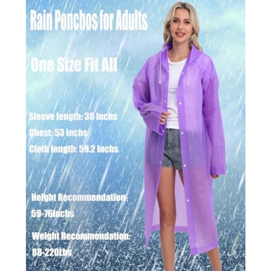 2-Pack Reusable Rain Ponchos f - Emergency Poncho Rain のレビューと価格