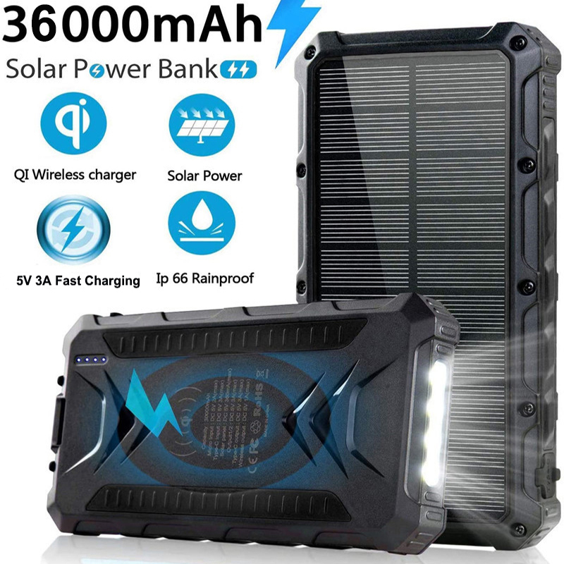 36000mAh Solar Power Bank Fast - Solar Emergency Charger のレビューと価格