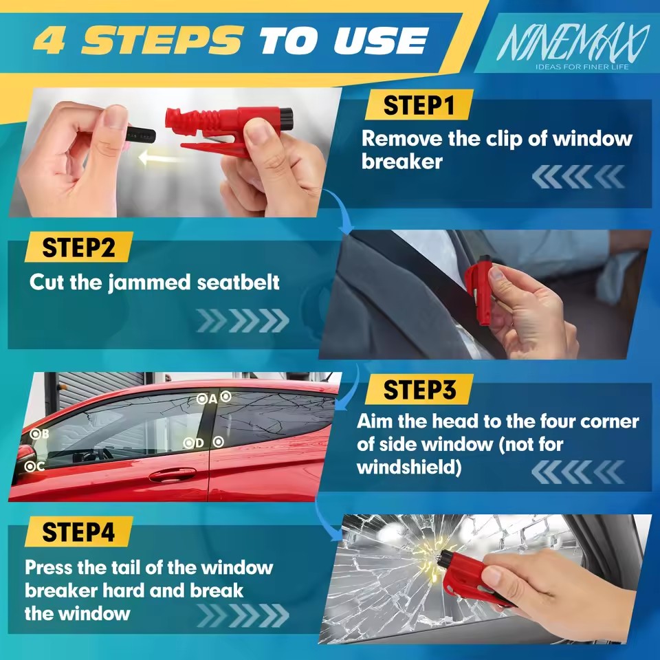 Safety Hammer Car Escape Tool  - Rescue Rope Throw のレビューと価格