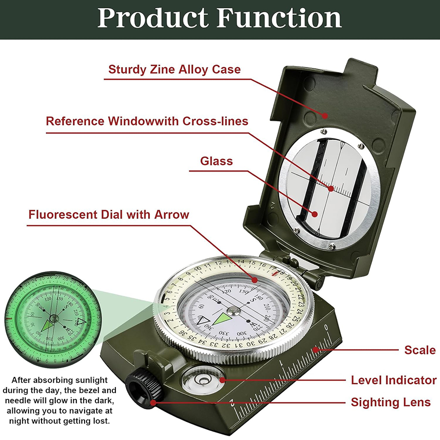 Tactical Survival Compass - Wa - Compass Lensatic のレビューと価格