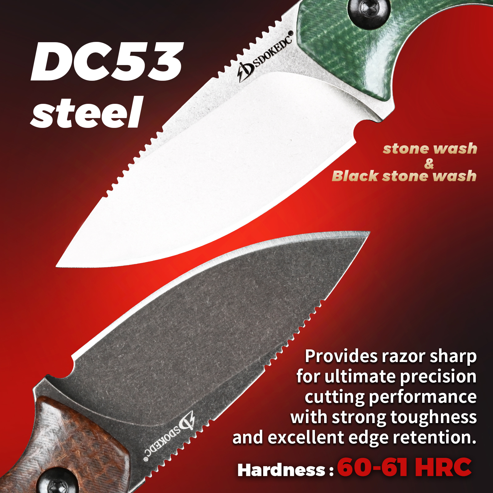 Premium SDOKEDC DC53 Steel EDC - Bushcraft Knife Fixed のレビューと価格