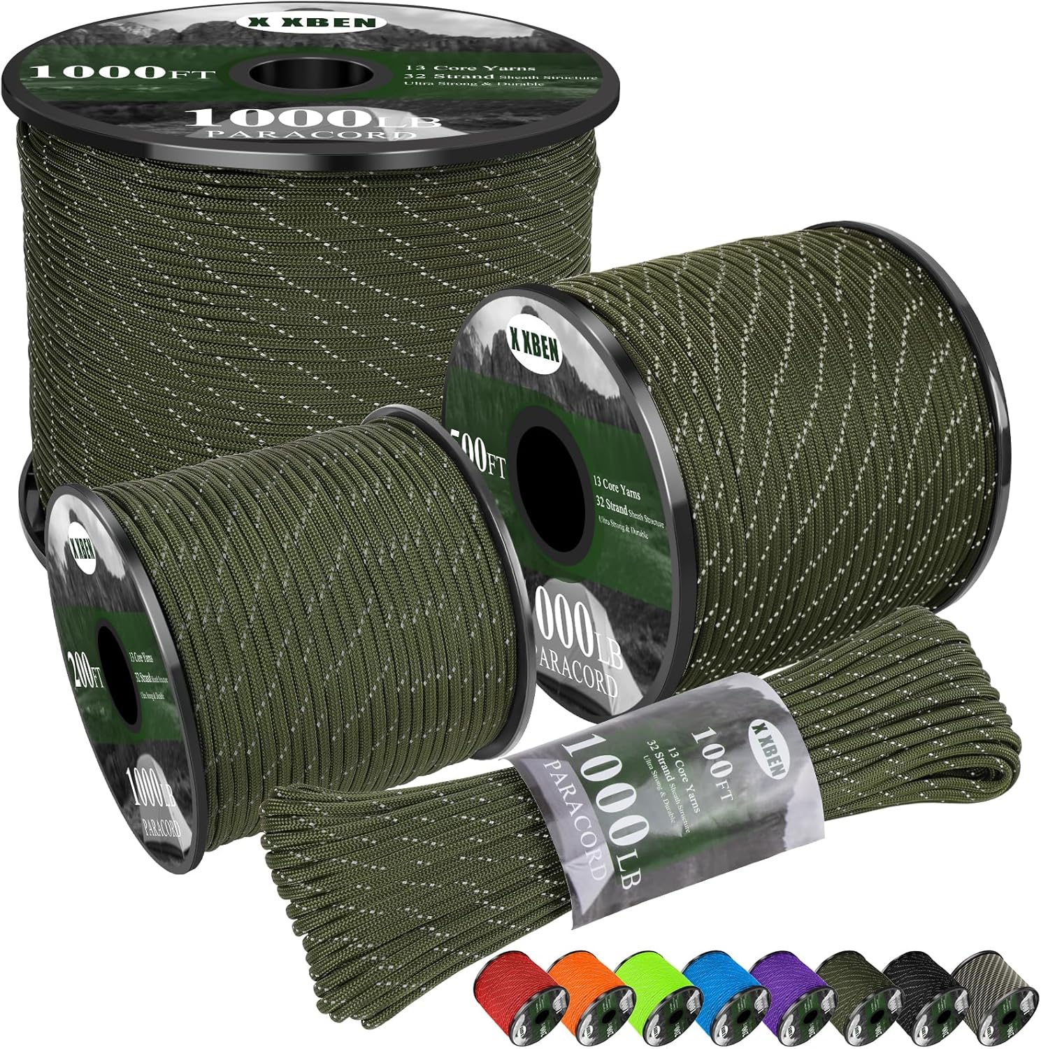 1000lb Reflective Paracord Rop - Para Cord 1000Ft のレビューと価格