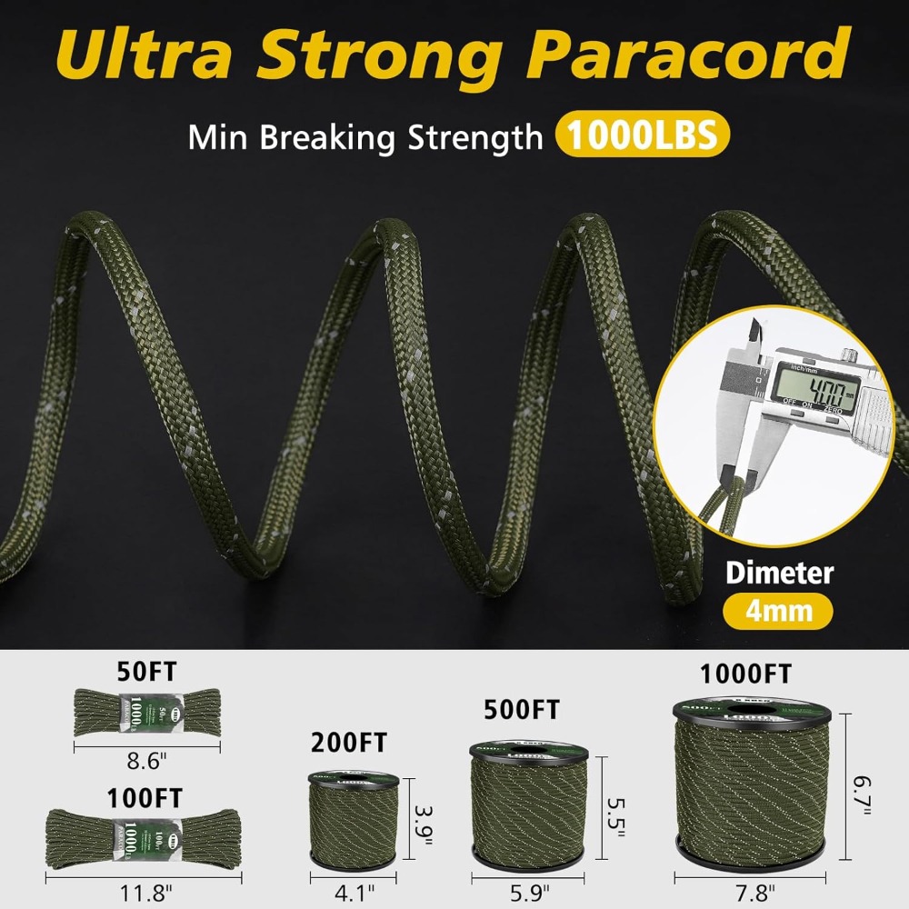 Reflective Paracord 1000lb, 50 - Para Cord 1000Ft のレビューと価格