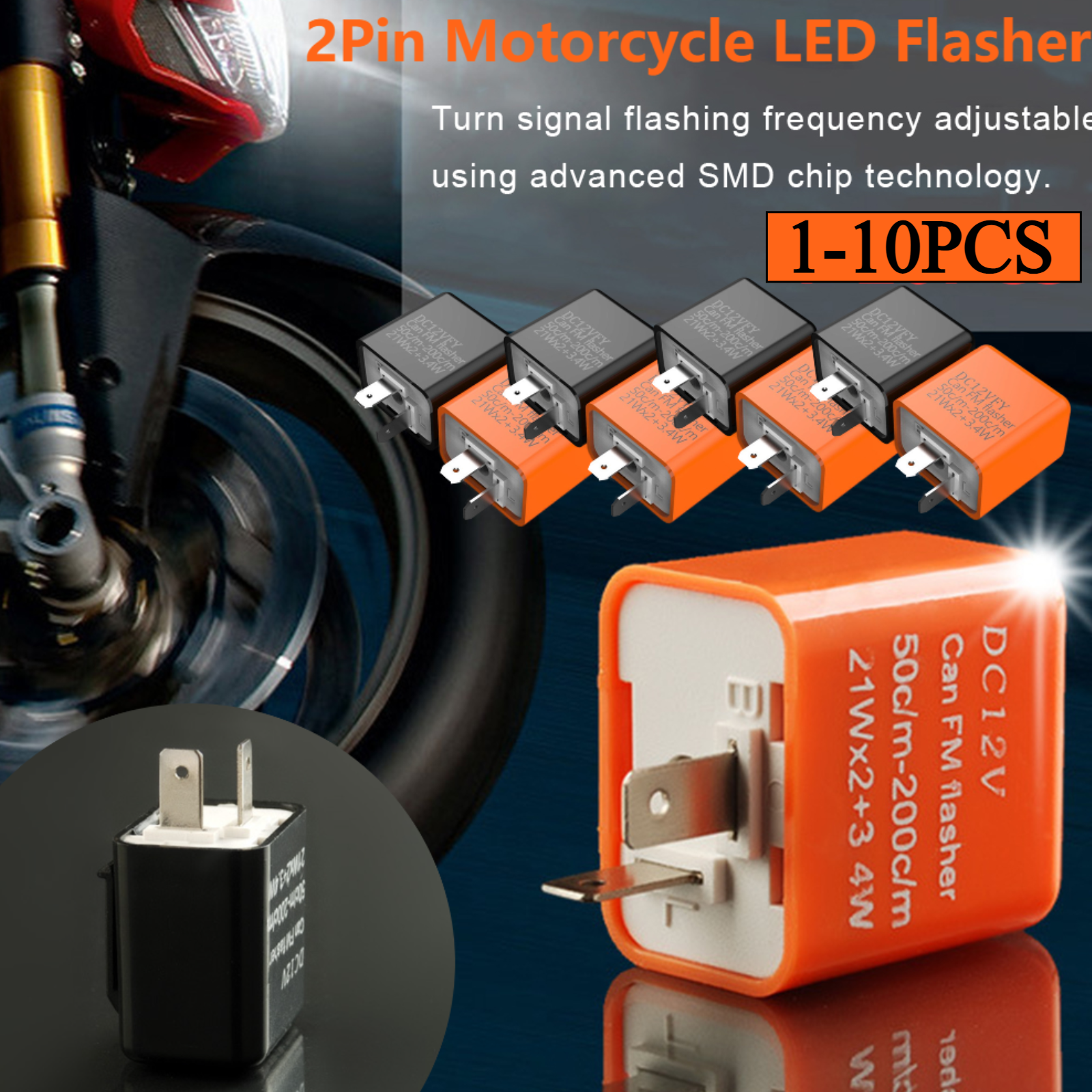 2Pin Motorcycle LED Flasher Re - Signal Panel Orange のレビューと価格