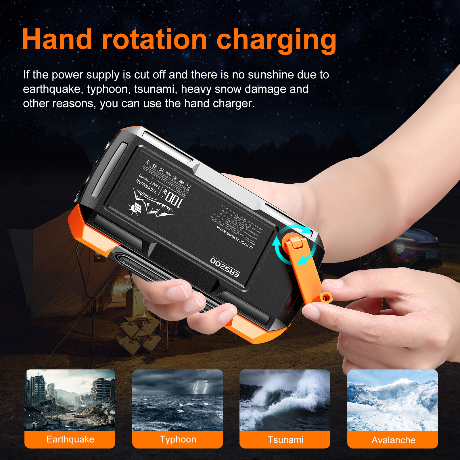 Solar Power Bank 73200mAh Hand - Solar Emergency Charger のレビューと価格
