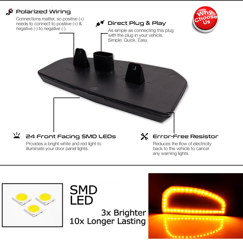 2pcs Switchback LED Side Mirro - Signal Panel Orange のレビューと価格