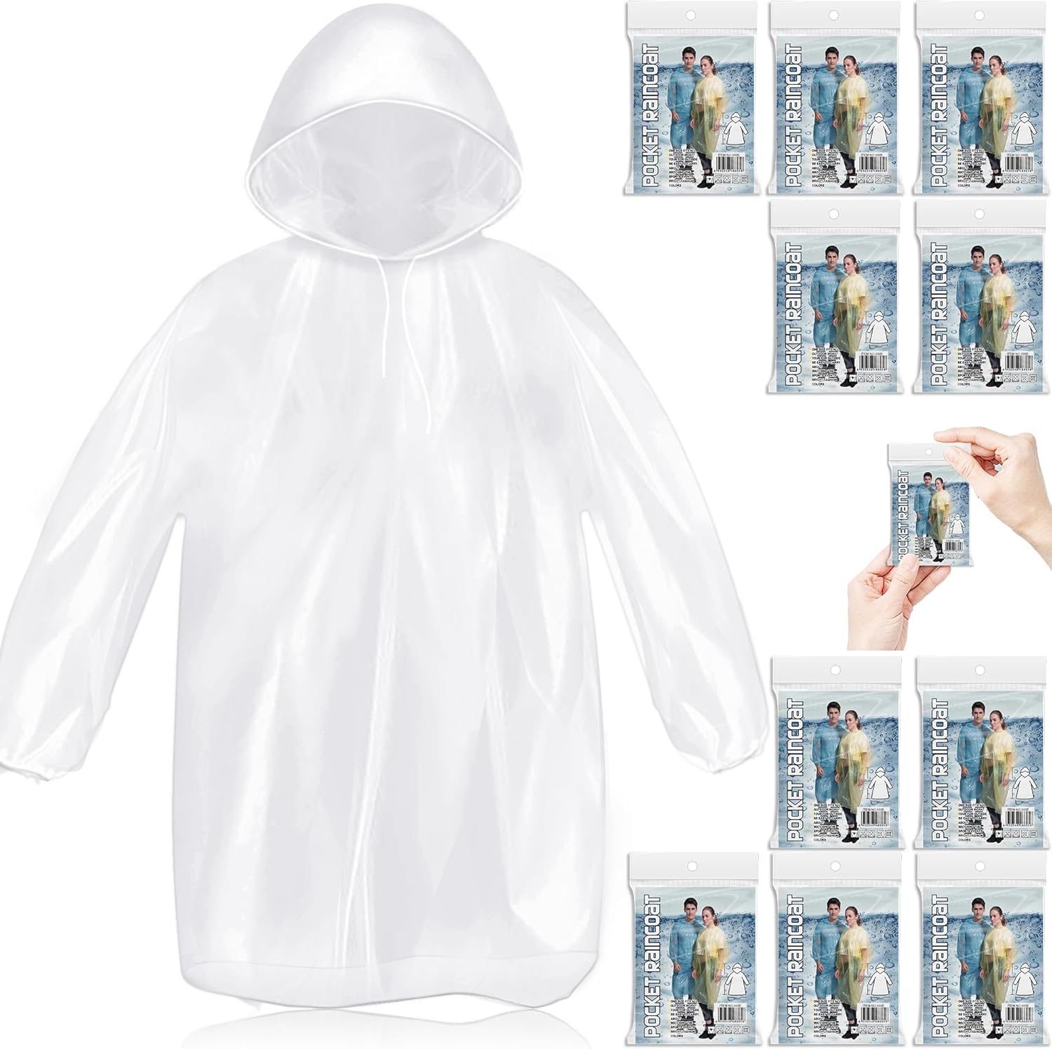 10 Pack Disposable Rain Poncho - Emergency Poncho Rain のレビューと価格