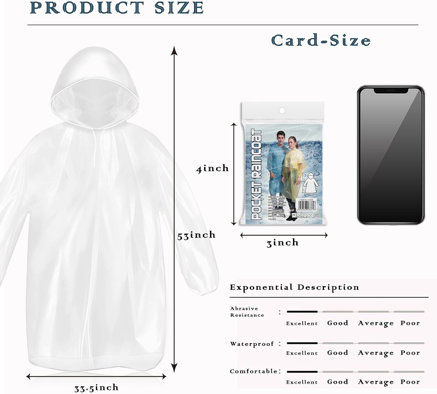 10 Pack Disposable Rain Poncho - Emergency Poncho Rain のレビューと価格