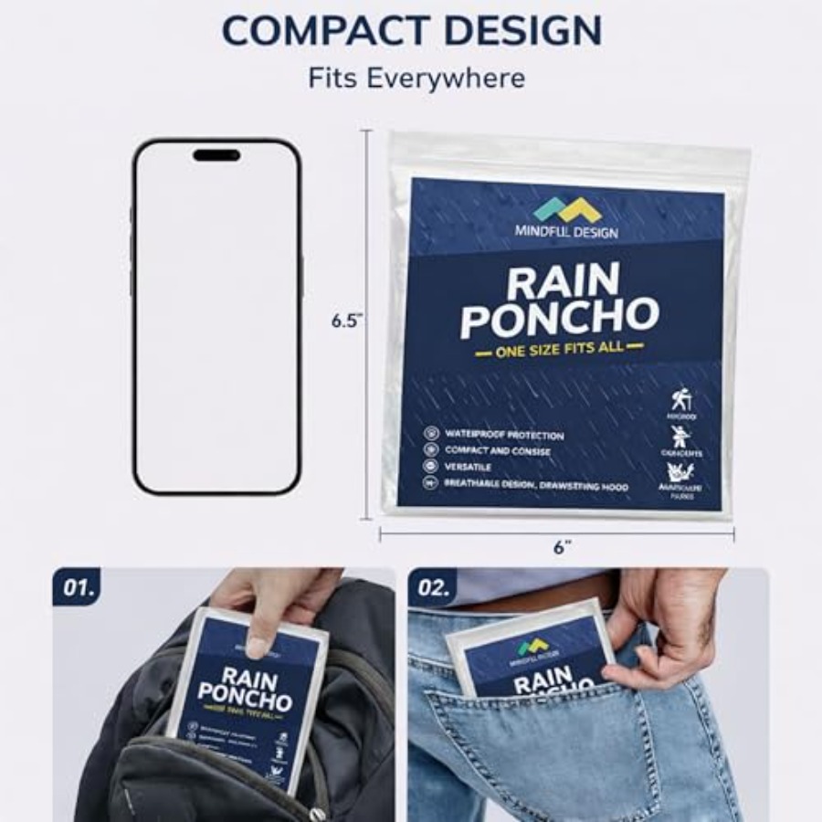 Mindful Design Rain Ponchos wi - Emergency Poncho Rain のレビューと価格