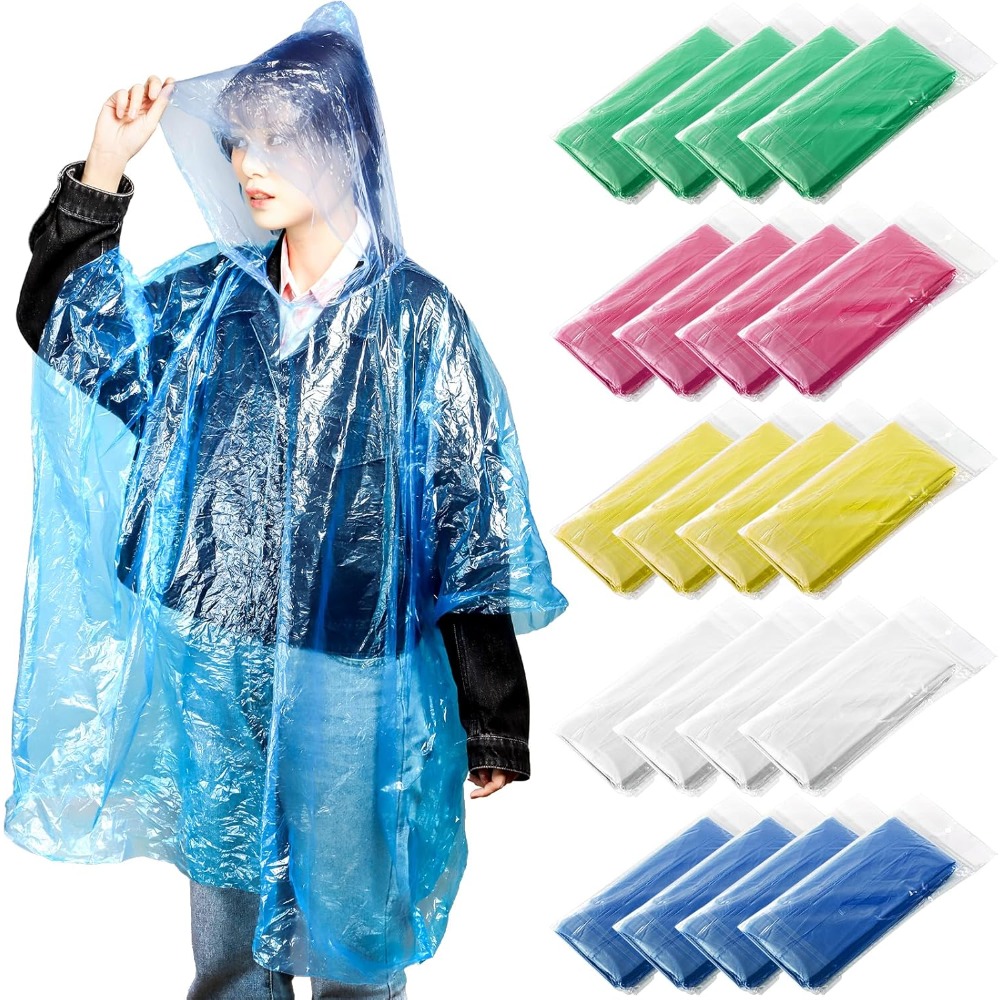20 Pack Disposable Rain Poncho - Emergency Poncho Rain のレビューと価格