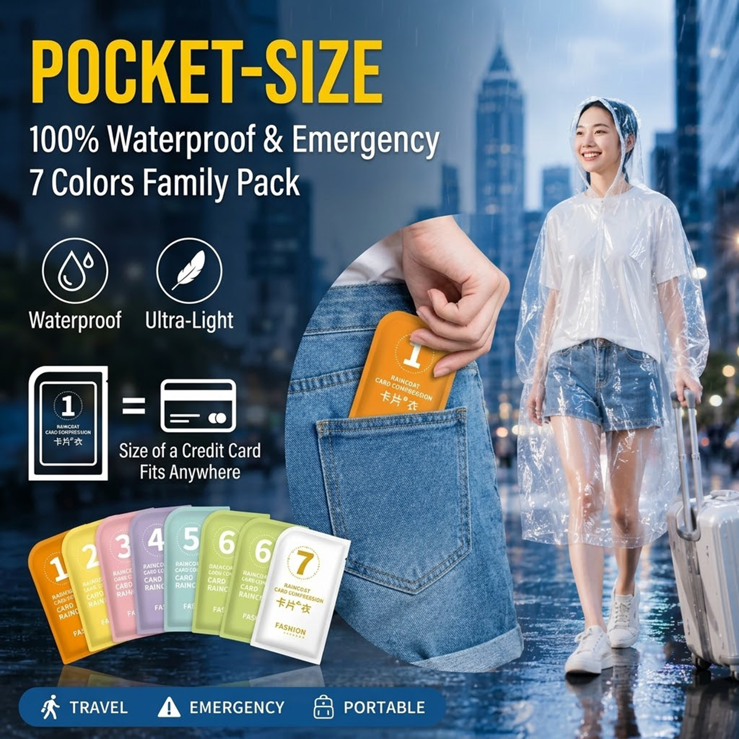 Unisex Portable Card Disposabl - Emergency Poncho Rain のレビューと価格