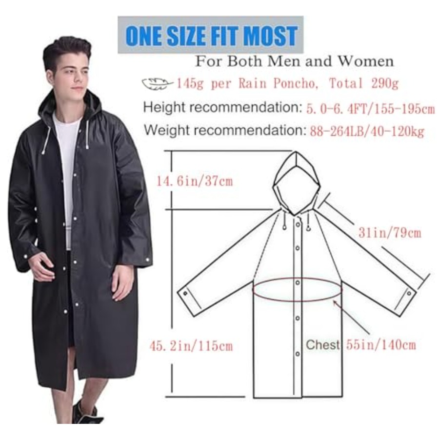 Rain Coat Poncho for Adult, 2  - Emergency Poncho Rain のレビューと価格