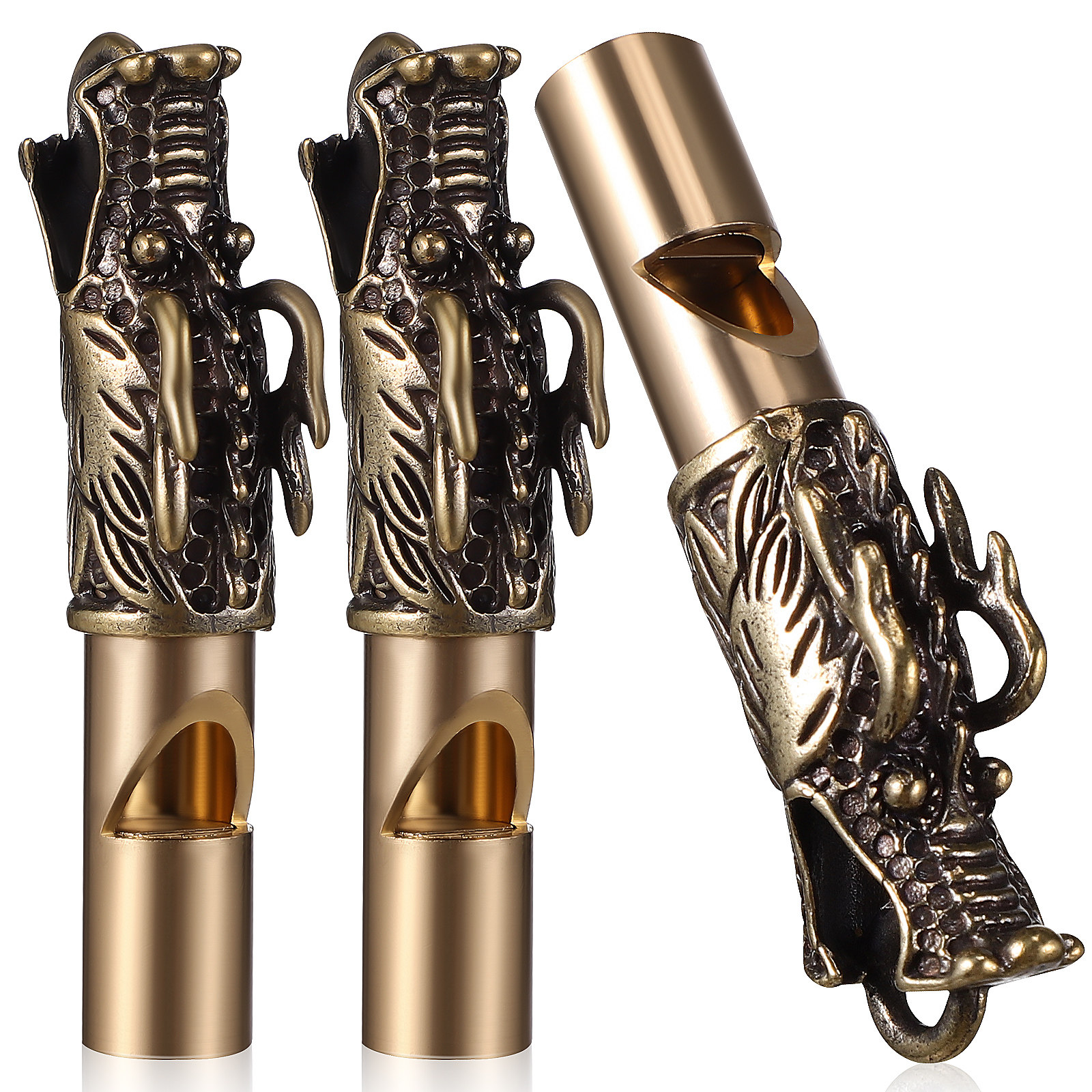 3Pcs Dragon Whistles Brass Ret - Emergency Whistle Loud のレビューと価格