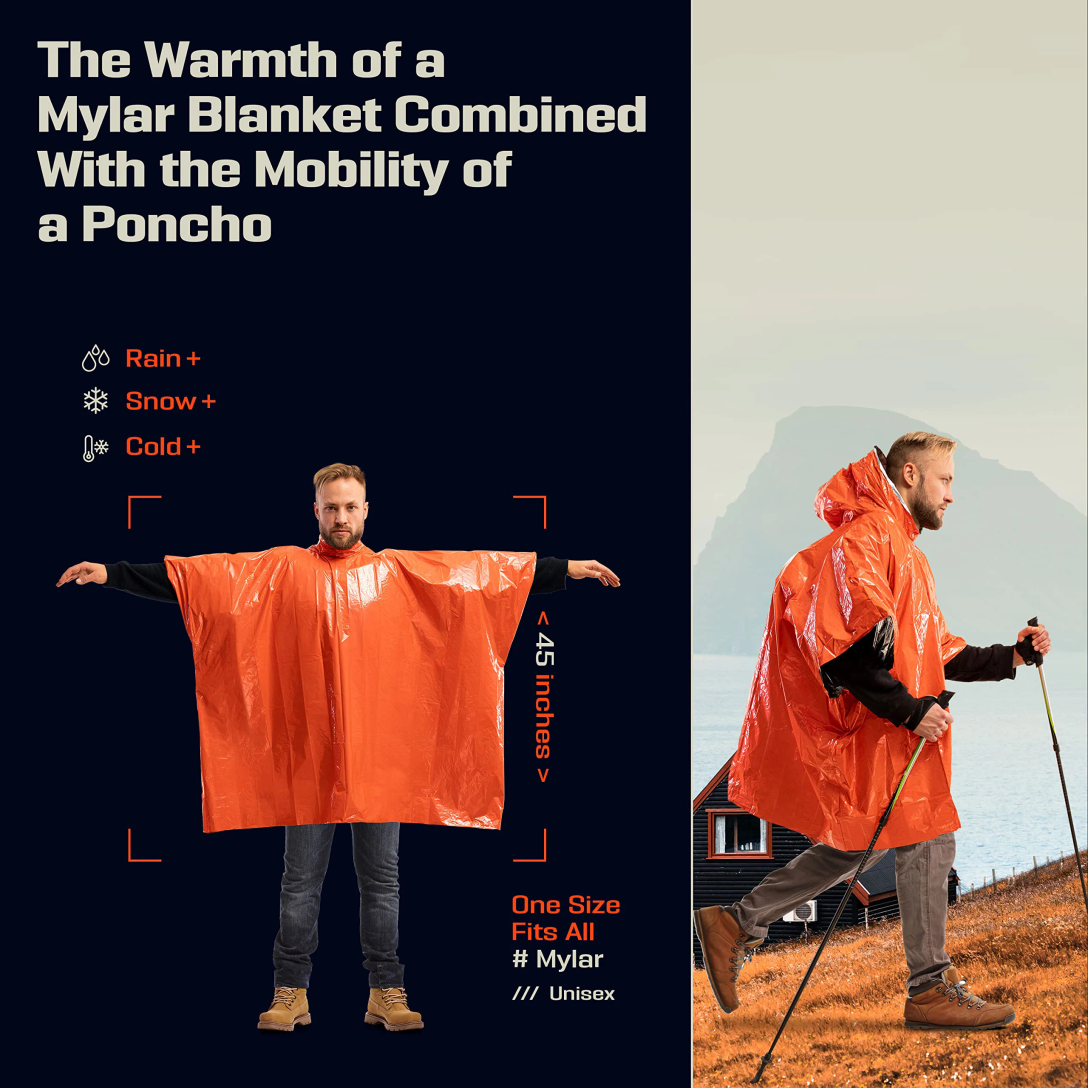 Emergency Rain Poncho with Hoo - Emergency Mylar Tent のレビューと価格