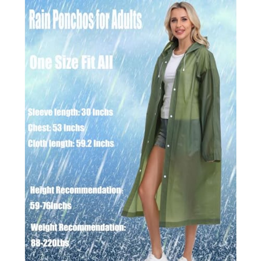 2-Pack Reusable Rain Ponchos f - Emergency Poncho Rain のレビューと価格